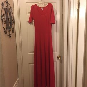 Lularoe Ana Dress - Solid Red Maxi Long